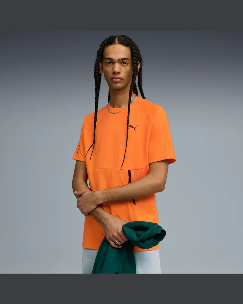 Puma TECH T-Shirt mit Brusttasche Herren, Kleidung Orange