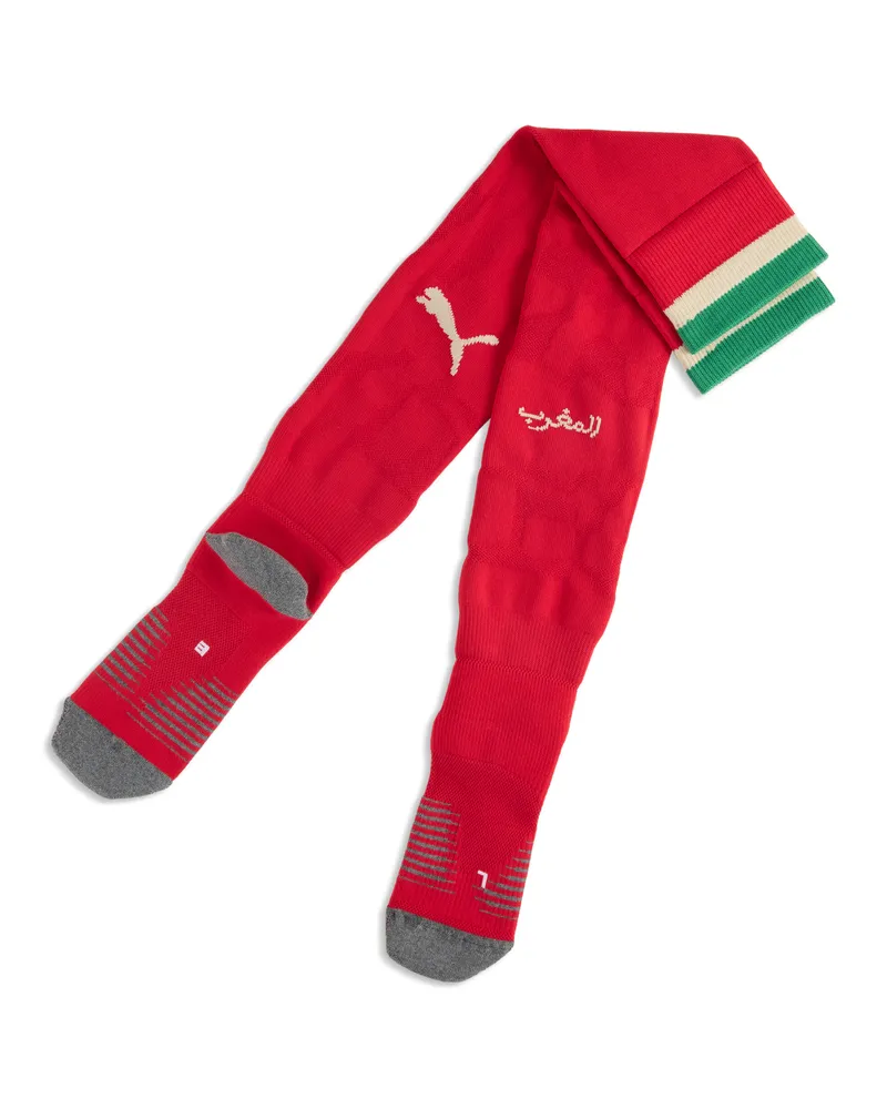 Puma Marokko 2026 Gestreifte Fußballsocken Herren, Kleidung, Rot Rot