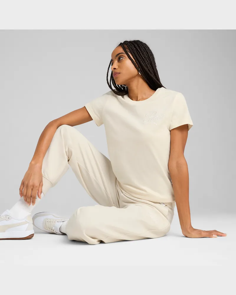 Puma ESS SCRIPT T-Shirt Damen, Kleidung, Weiß Weiß