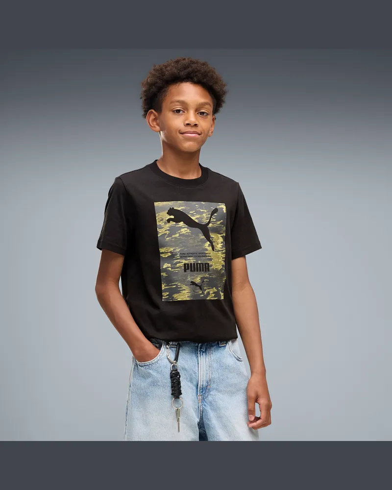 Puma Sport Camo Graphic T-Shirt Teenager, Accessoires, Schwarz Schwarz