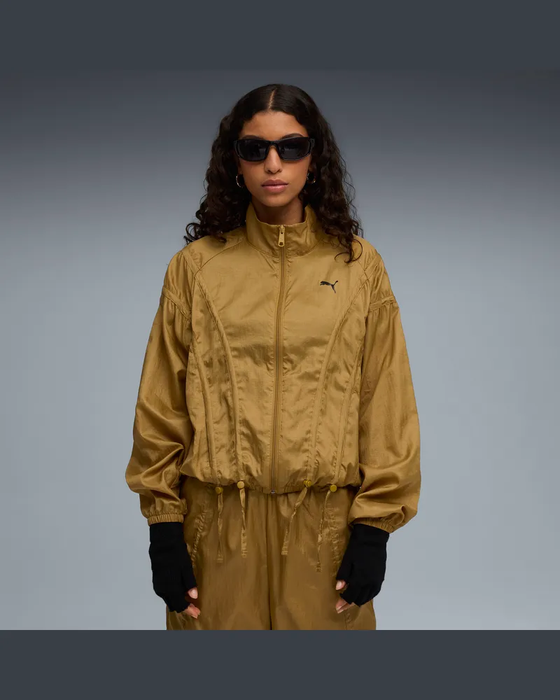Puma DARE TO Oversized Gewebte Jacke Damen, Kleidung, Braun Braun