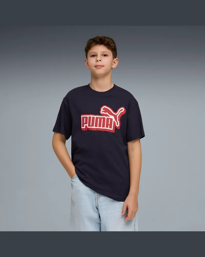 Puma Essentials Logo Lab Relaxed Graphic T-Shirt Teenager, Kleidung, Blau Blau