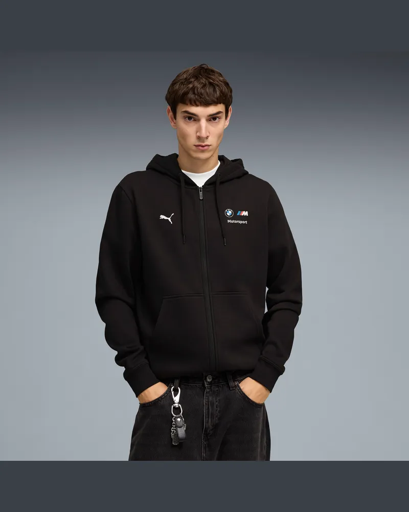 Puma BMW M MOTORSPORT Essentials Fleece-Trainingsjacke Herren, Kleidung, Schwarz Schwarz