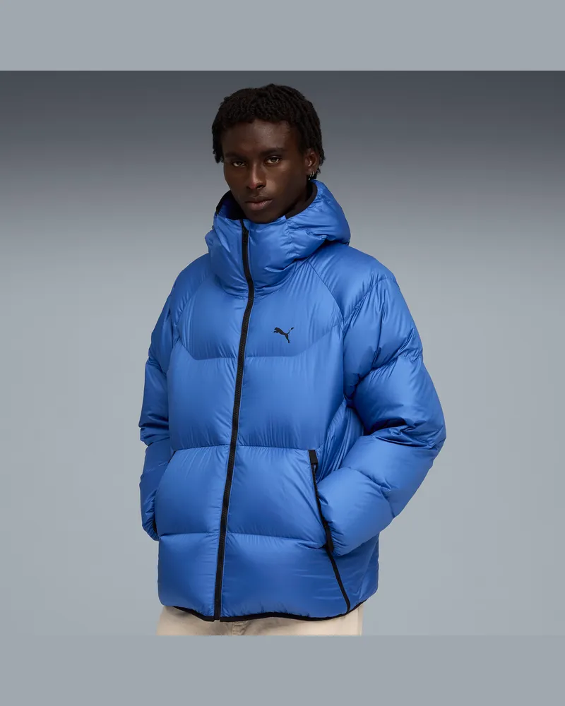 Puma Daunen-Pufferjacke mit Kapuze Herren, Kleidung, Blau Blau
