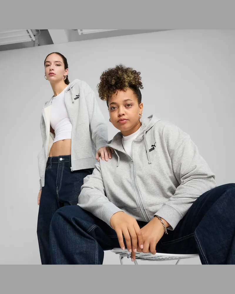 Puma ESS Small No. 1 Logo Comfort Hoodie mit durchgehendem Reißverschluss Damen, Kleidung, Grau Grau