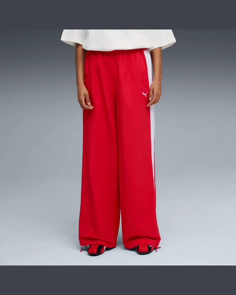 Puma T7 Relaxed Gewebte Trainingshose Damen, Kleidung, Rot Rot