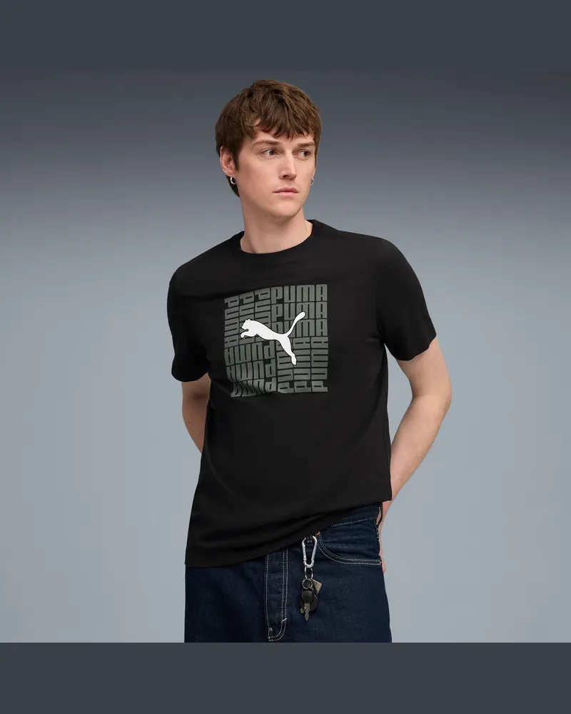 Puma Graphic Box T-Shirt Herren, Kleidung, Schwarz Schwarz