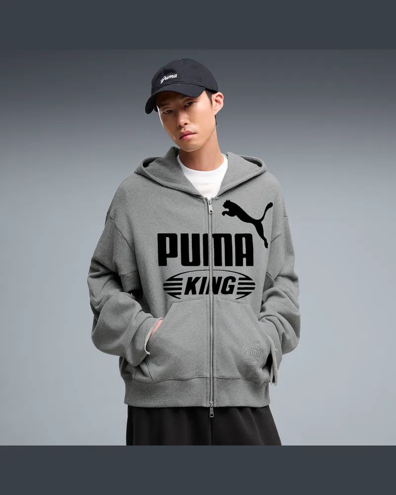 Puma KING Jacke mit durchgehendem Reißverschluss Herren, Kleidung, Grau Grau