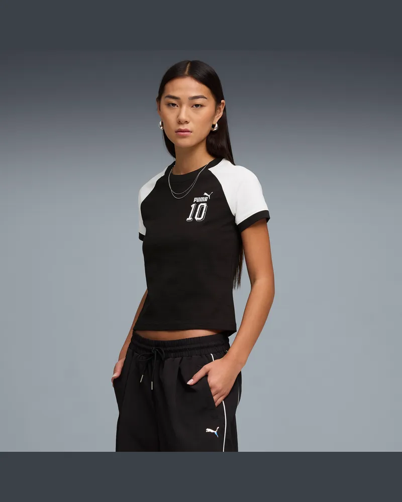 Puma FUTURE..ARCHIVE Slim Ringer-T-Shirt Damen, Kleidung, Schwarz Schwarz