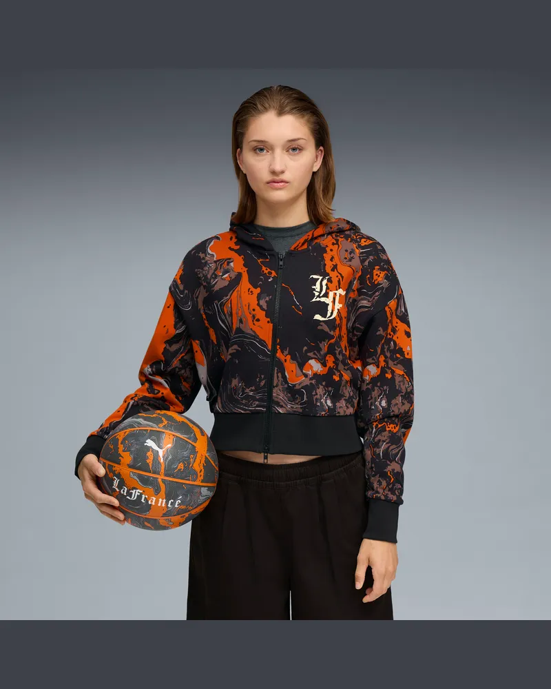 Puma LaFrancé HEEM Crop Kapuzenjacke Damen, Kleidung Orange