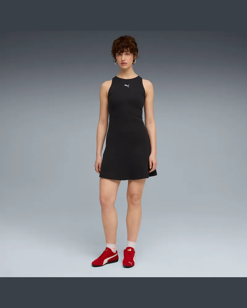 Puma Wardrobe Essentials Rippstrick-Kleid Damen, Accessoires, Schwarz Schwarz