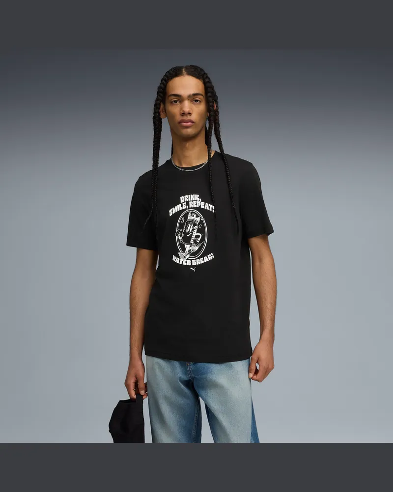 Puma Graphic Water T-Shirt Herren, Kleidung, Schwarz Schwarz