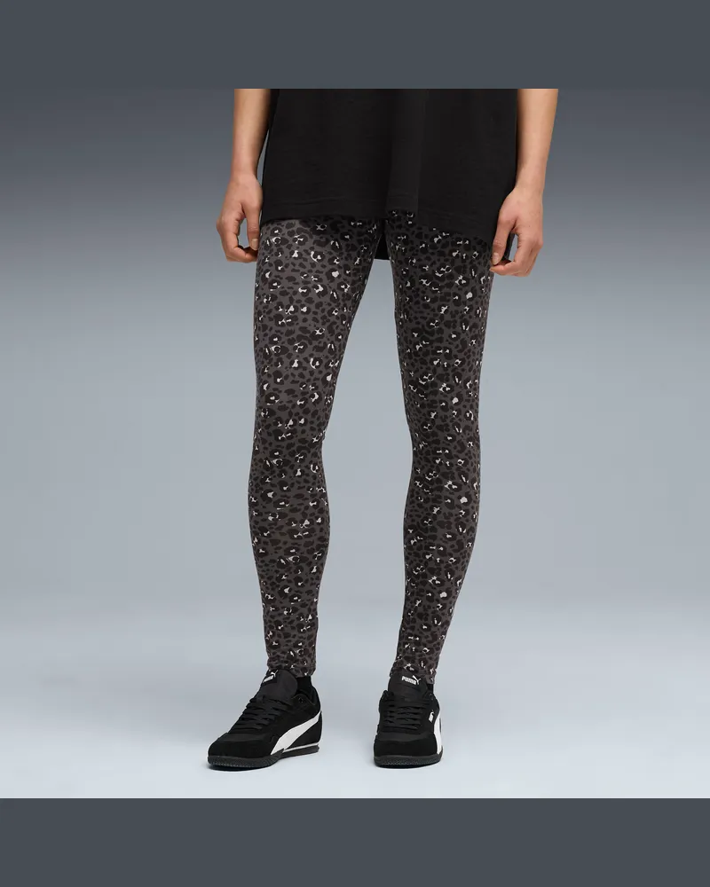 Puma Essentials Leggings mit Animal-Print Damen, Kleidung, Schwarz Schwarz