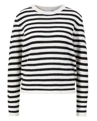 ALLUDE Gestreifter Woll-Cashmere-Pullover Schwarz/Crème Crème