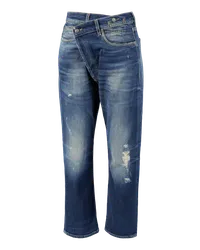 R13 Asymmetrische Relaxed-Fit Jeans 'Crossover' Mittelblau Blau