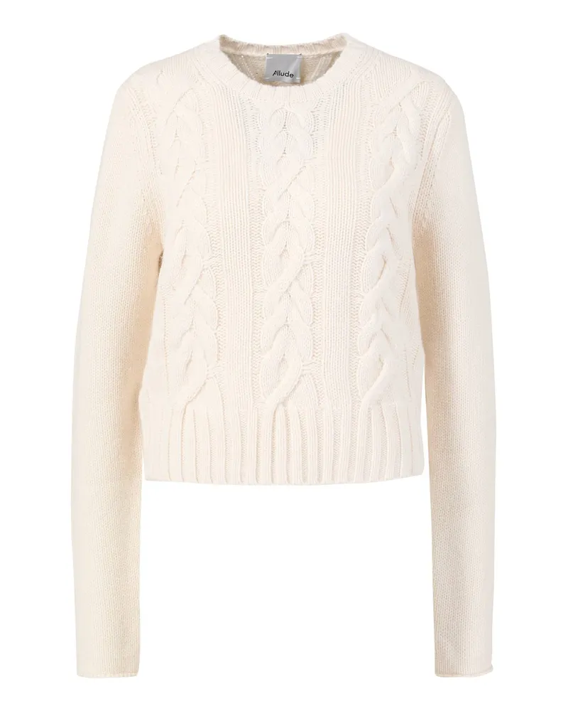 ALLUDE Woll Cashmere Pullover Mit Zopfmuster CrèMe