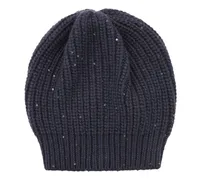 Cashmere-Mütze mit Pailletten Marineblau
