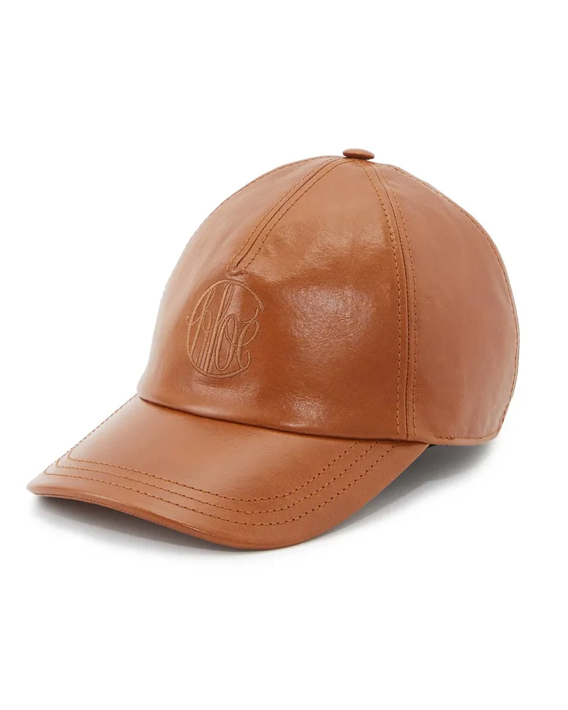 Chloé Cap aus Leder Clay Brown Braun