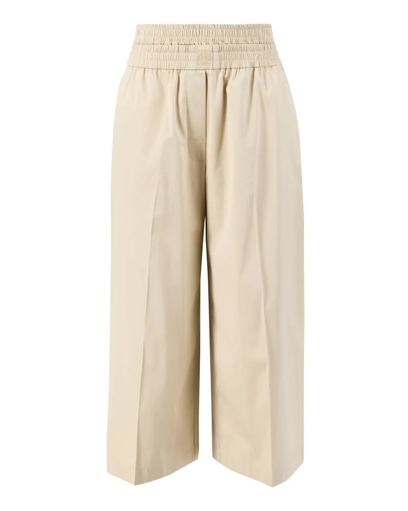 Loewe Cropped Baumwoll-Seidenhose Beige