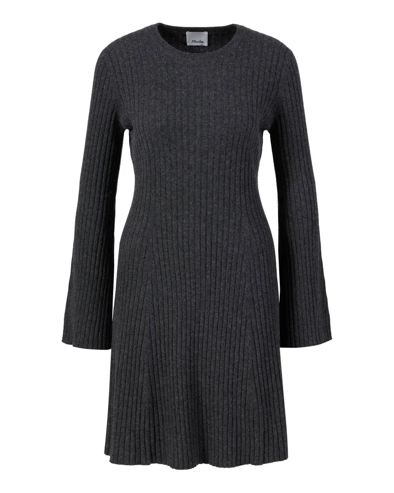 ALLUDE Rippstrick-Kleid aus Cashmere Anthrazit Grau