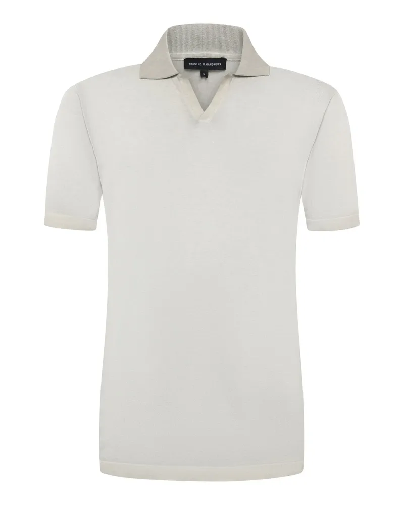 Trusted Handwork Poloshirt aus Pima-Baumwolle mit Variokragen in Hellgrau