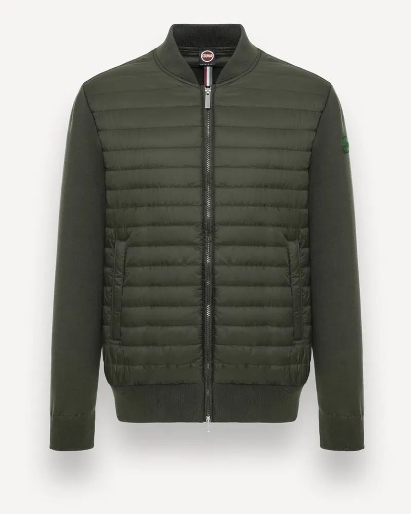 Colmar Hybride Strickjacke mit Steppfront und Label-Aufnäher in Oliv