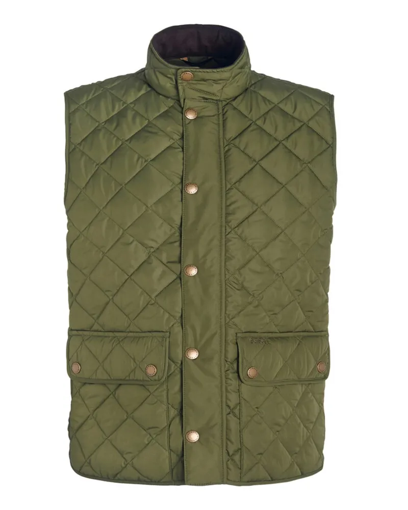 Barbour Weste mit Rautensteppmuster und Metall-Druckknöpfen in Grün