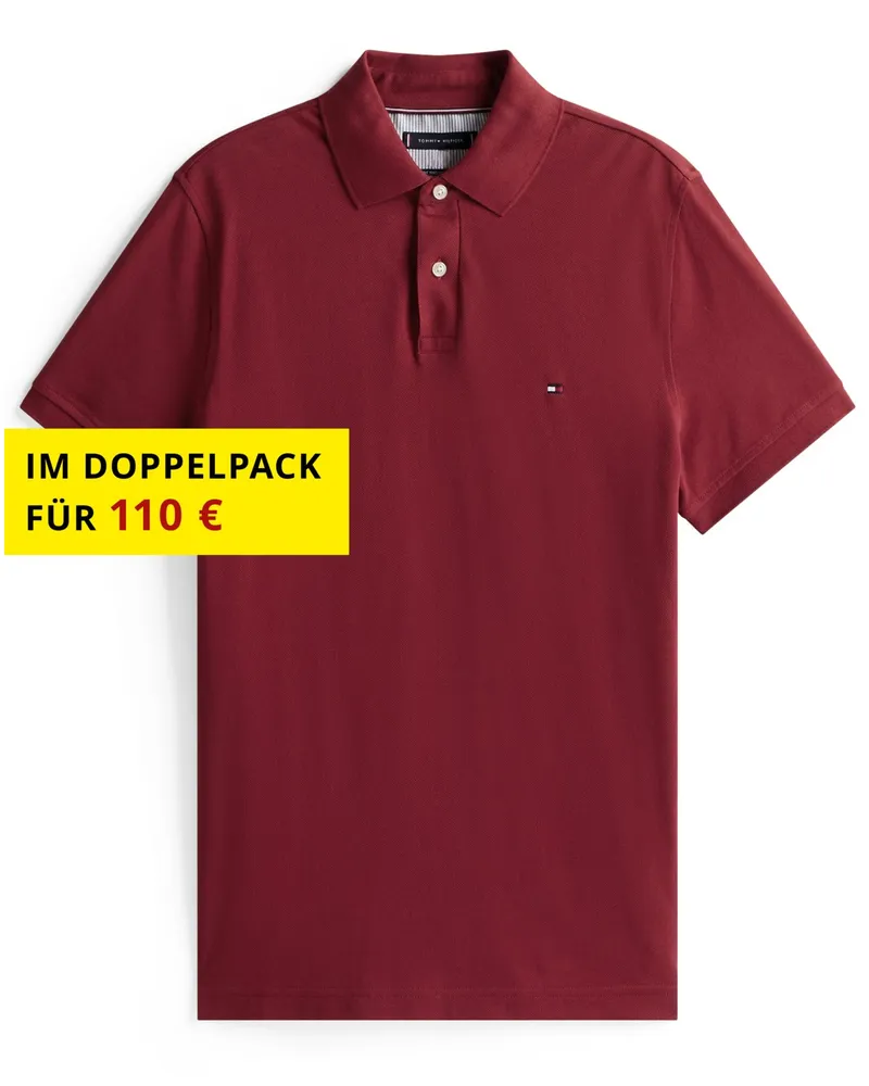 Tommy Hilfiger Piqué-Poloshirt Regular Fit 1985 mit kleiner Logo-Stickerei in Bordeaux