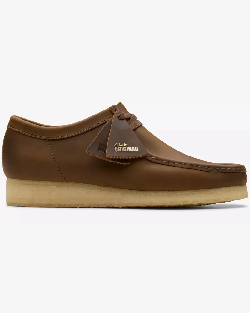 Clarks Wallabee Schnürer aus gewachstem Wildleder in Dunkelbraun