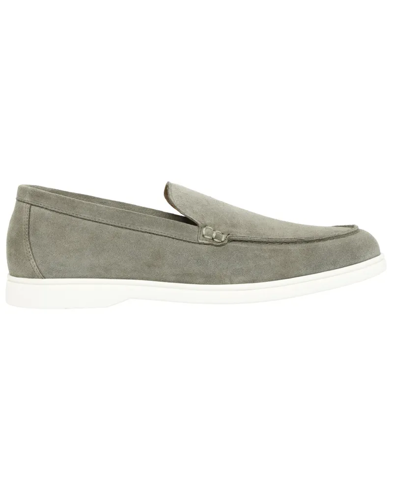 SCHUHE & HANDWERK Handgefertigte Veloursleder-Loafer mit Sneaker-Sohle in Oliv