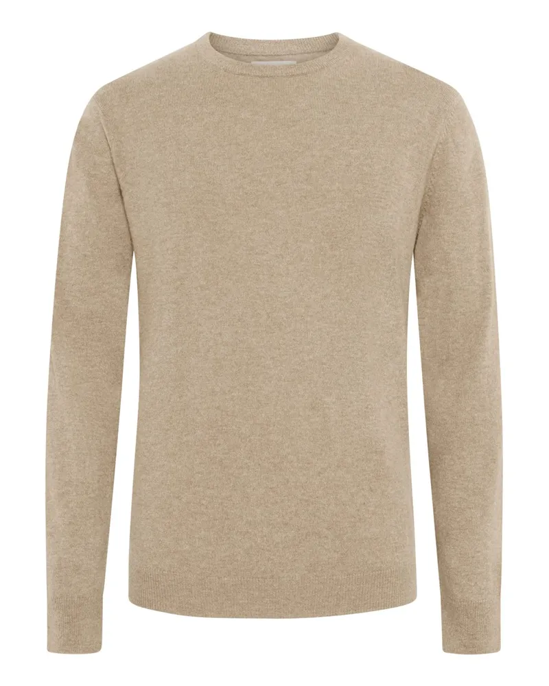 Tom Rusborg Leichter Kaschmirpullover mit Rundhalsausschnitt in Beige