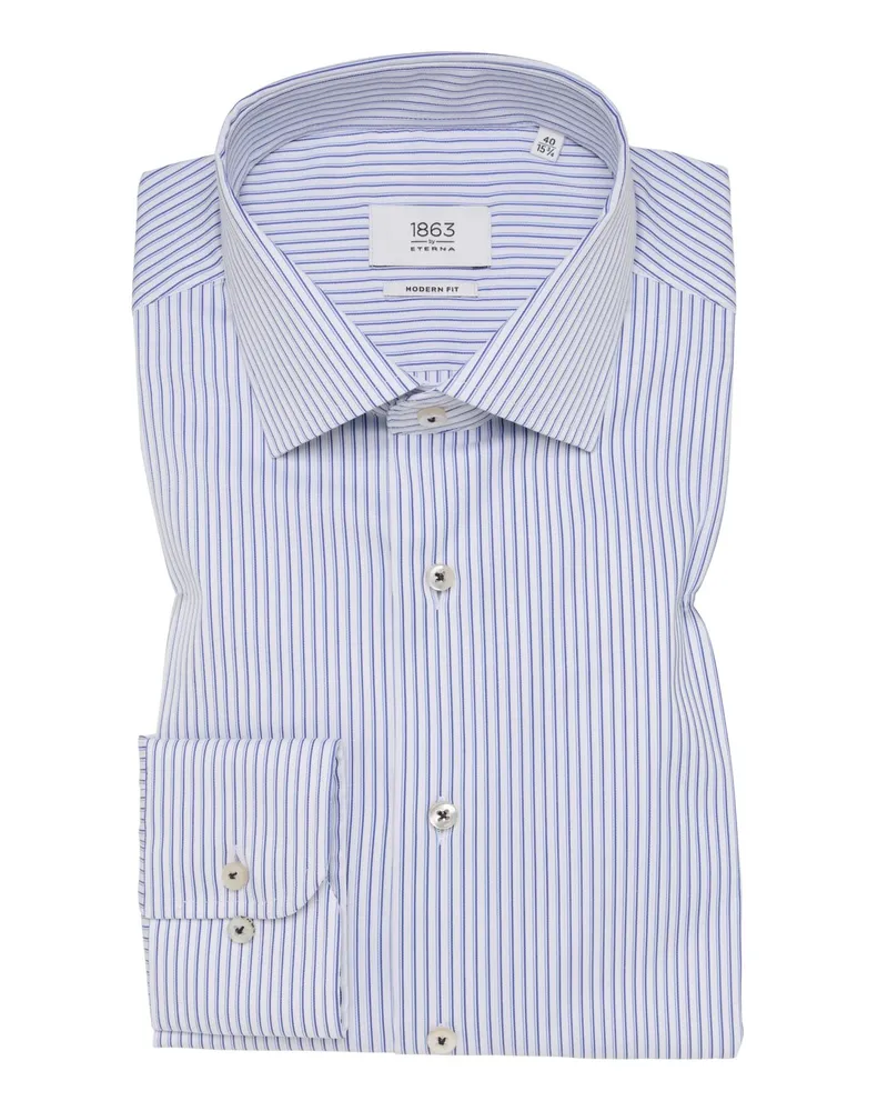 Eterna Hemd mit Streifenmuster und Stretchanteil, Modern Fit in Hellblau