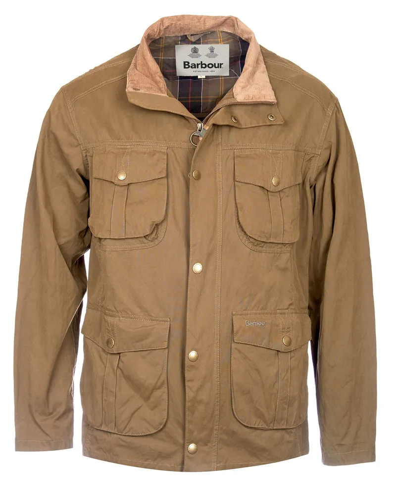 Barbour Ungefütterte Fieldjacket mit Druckknopfleiste und Zip in Sand