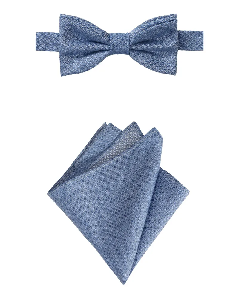 Roy Robson Set aus Fliege und Einstecktuch aus einem Wollmix in Hellblau