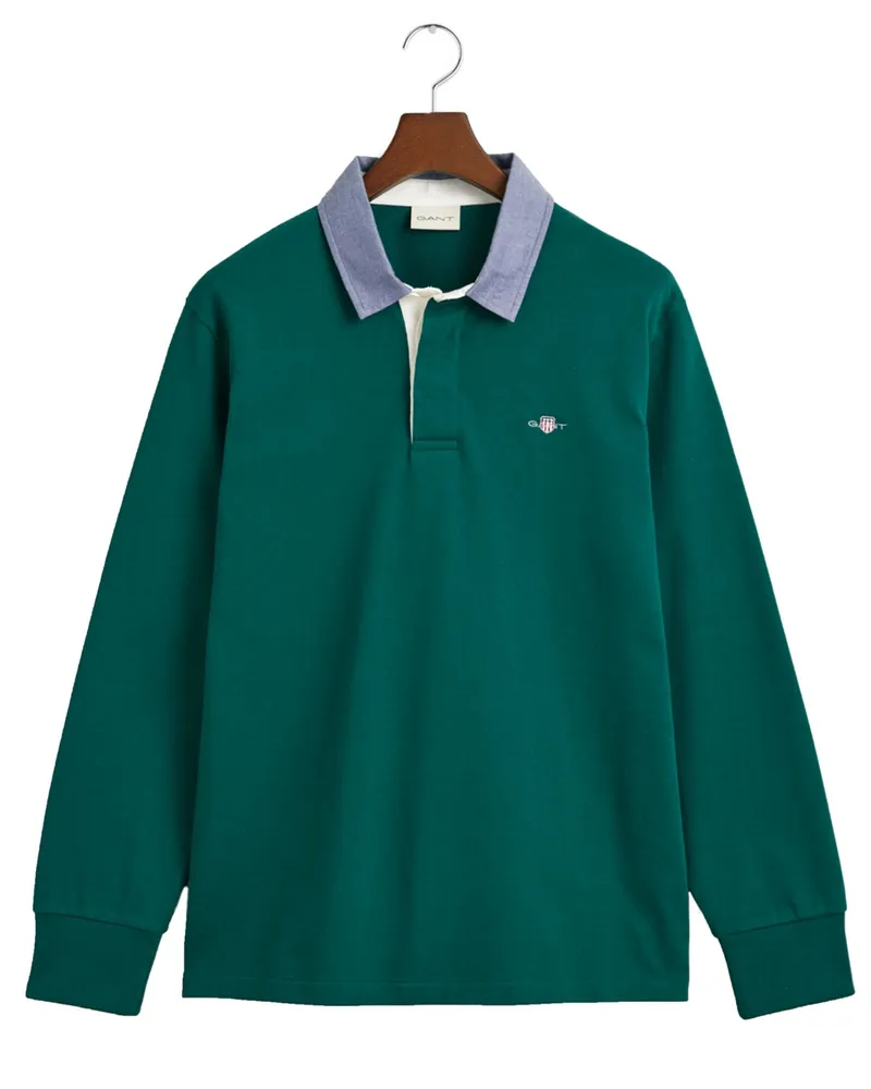 Gant Rugbyshirt aus Baumwolle mit Logo-Stickerei in Grün