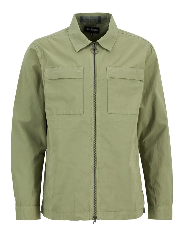 Barbour Overshirt Glendale mit Zip und Umlegekragen in Grün