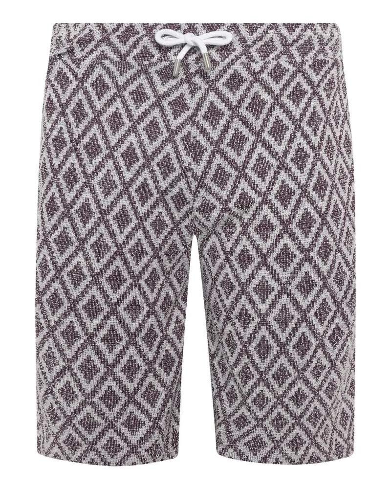 On Vacation Sommerliche Strick-Shorts mit Ornament-Print in Anthrazit