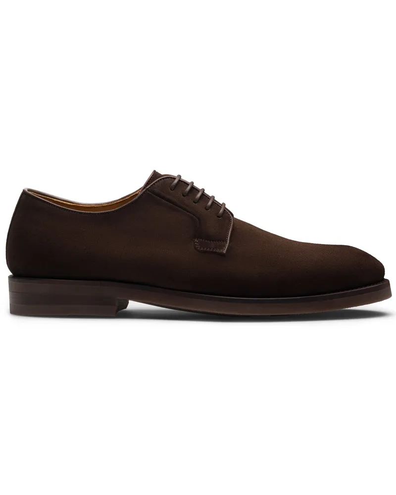 Magnanni Schnürschuhe in Derby-Form aus Veloursleder mit Flex-Sohle in Dunkelbraun