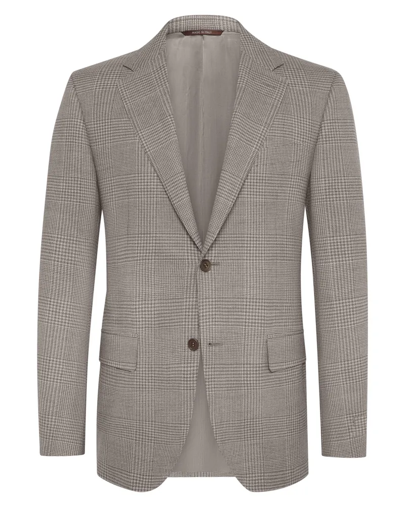 Canali Einreihiges Sakko aus einem strukturiertem Woll-Mix in Beige