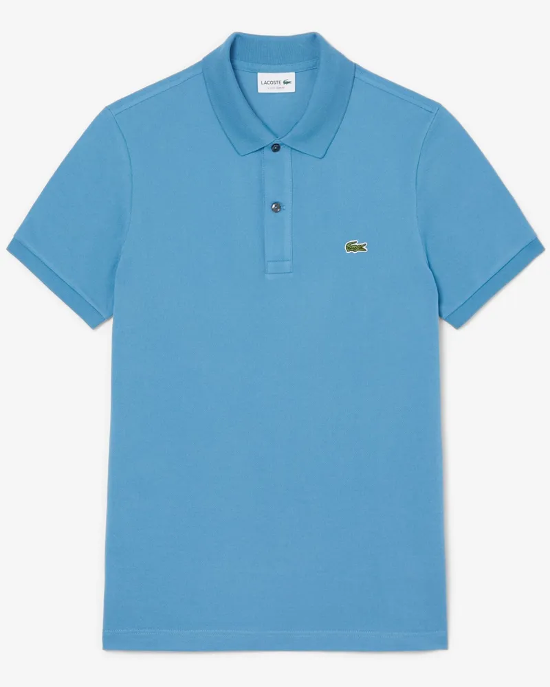 Lacoste Piqué-Poloshirt mit kleiner Krokodil-Stickerei, Slim Fit in Petrol