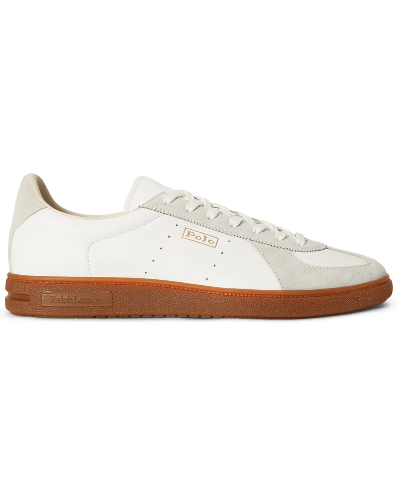 Ralph Lauren Low Top-Sneaker Bedford aus Glattl- und Veloursleder in Weiß