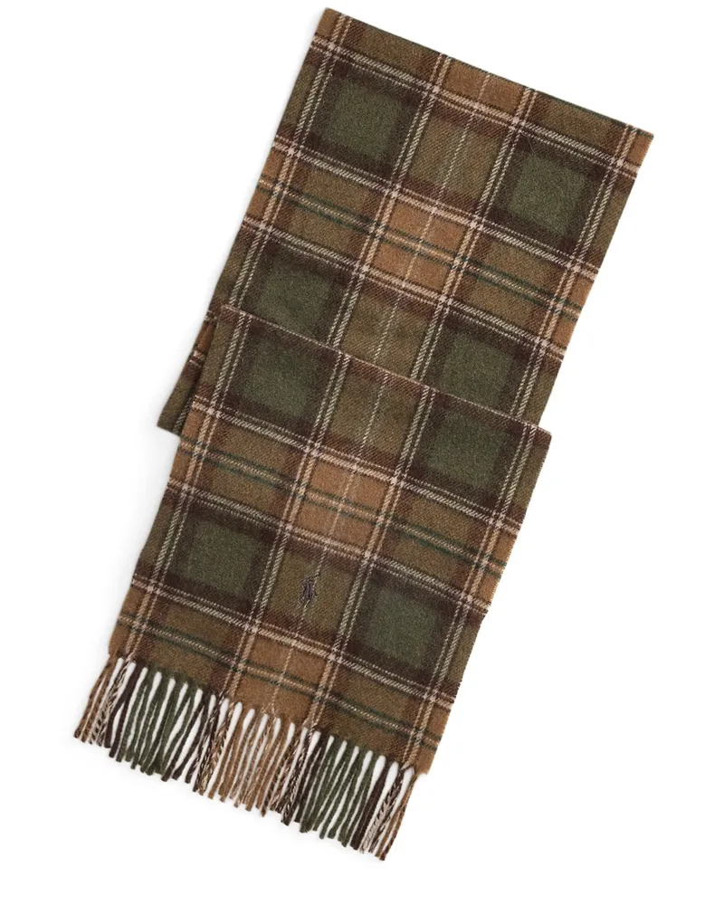 Ralph Lauren Softer Schal mit Glencheck-Muster und Fransen in Braun