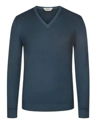 Gran Sasso Leichter Pullover mit V-Ausschnitt in Washed-Optik Blau