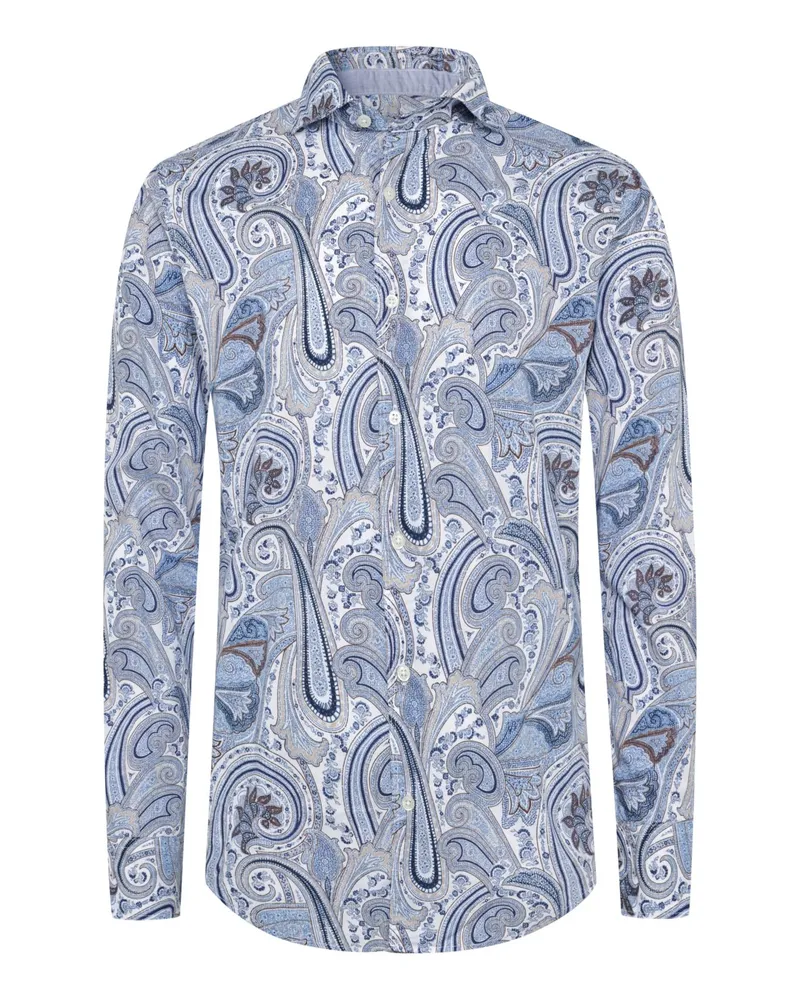 FIL NOIR Baumwollhemd mit Paisleymuster, Slim in Blau