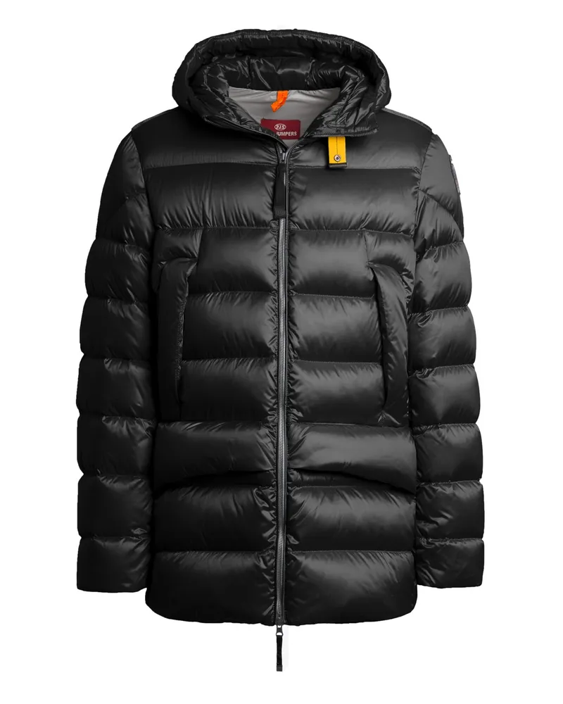 Parajumpers Gesteppte Daunenjacke Rolph mit Kapuze in Glanz-Optik in Schwarz