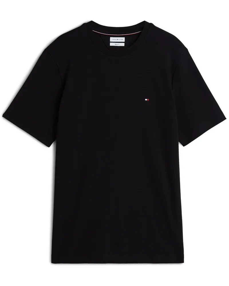 Tommy Hilfiger T-Shirt aus einem Baumwolljersey mit Logo-Stickerei, Regular Fit in Schwarz