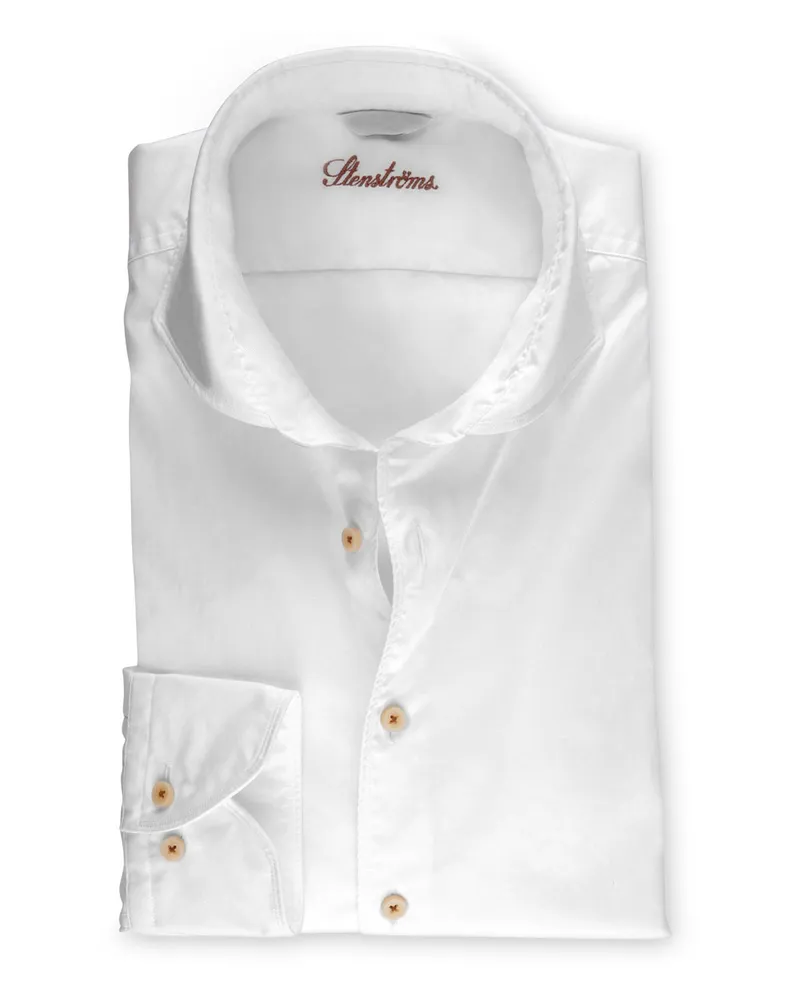 Stenströms Unifarbenes Hemd mit extra langem Arm, Slimline in Weiß