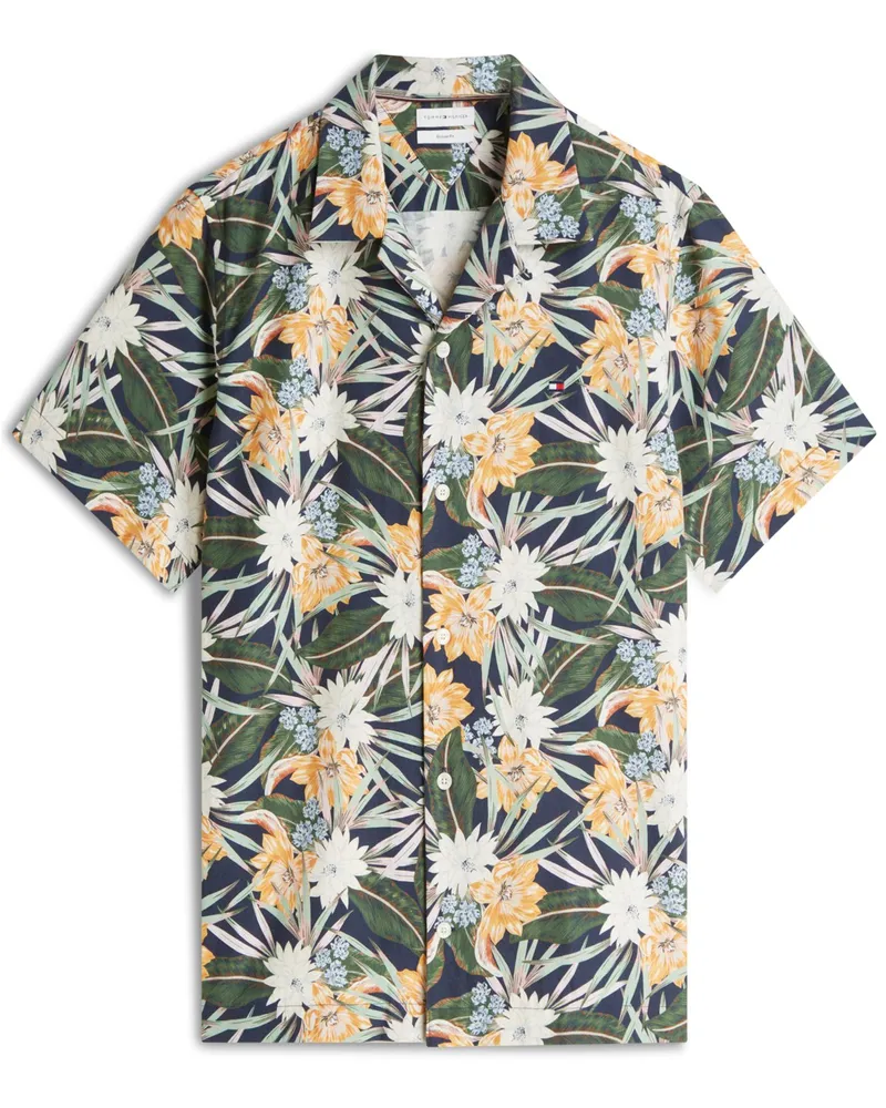 Tommy Hilfiger Kurzarmhemd mit floralem Print aus einem Baumwolle-Lyocell-Mix, Regular Fit in Multicolor