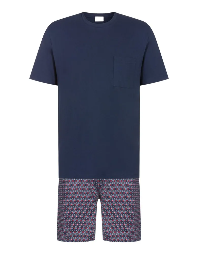 Mey Kurzer Pyjama aus der Serie Red Tile in Marine