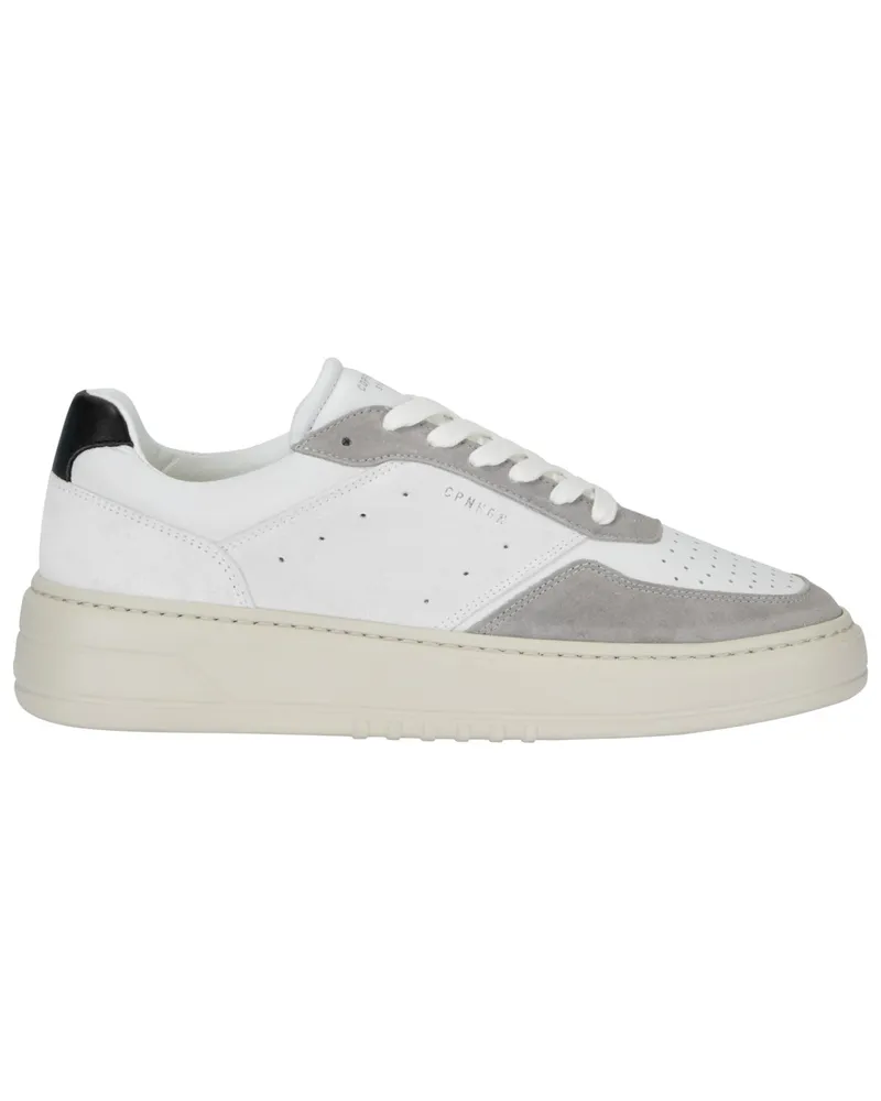 Copenhagen Teilperforierter Sneaker mit Plateausohle und Veloursleder-Overlays Weiß